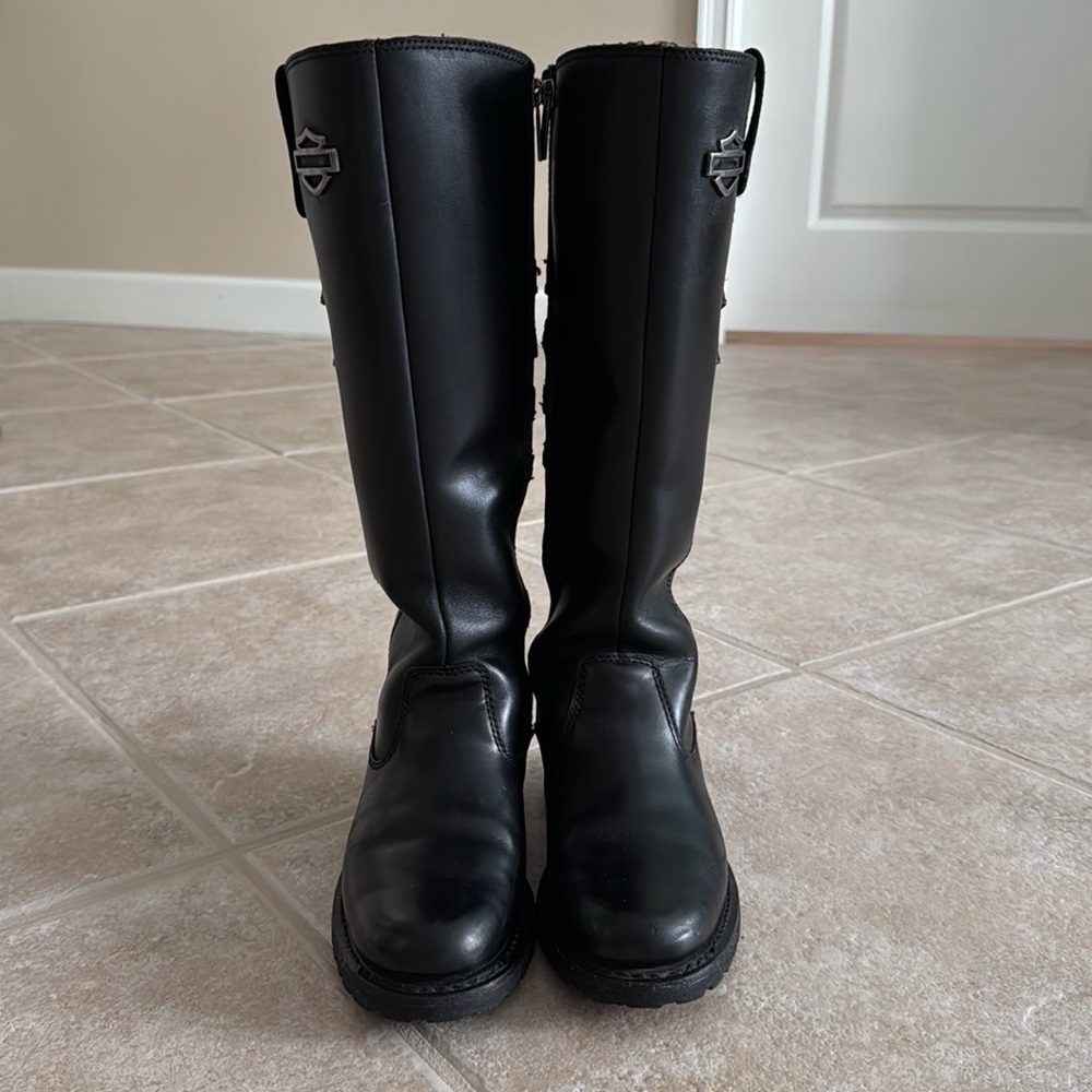 Harley-Davidson women’s black leather knee-high boots size 7 1/2